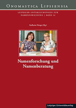 zur Vergrößerungsansicht des Bildes: Buchcover von "Namenforschung und Namenberatung" mit einem Bild von Dietlind Kremer und Gabriele Rodríguez.