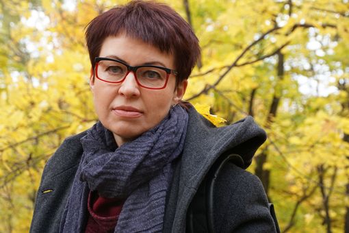 Zu sehen ist die mehrfach ausgezeichnete ukrainische Schriftstellerin Natalka Sniadanko.