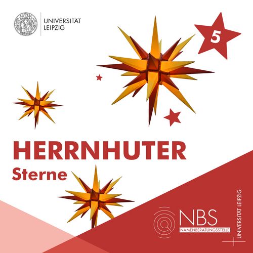 Grafik mit dem Titel "Herrnhuter Sterne". Daneben sind mehrere Herrnhuter Sterne abgebildet.