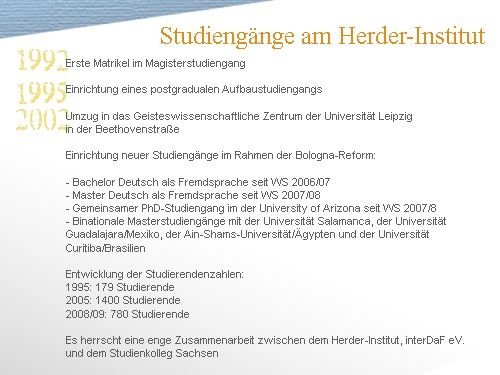 Infos zur Gründung des Herder-Instituts - Studiengänge am HI