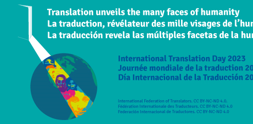 Weltweites Plakat der FIT zum Internationalen Übersetzertag 2023
