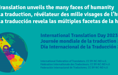 Weltweites Plakat der FIT zum Internationalen Übersetzertag 2023