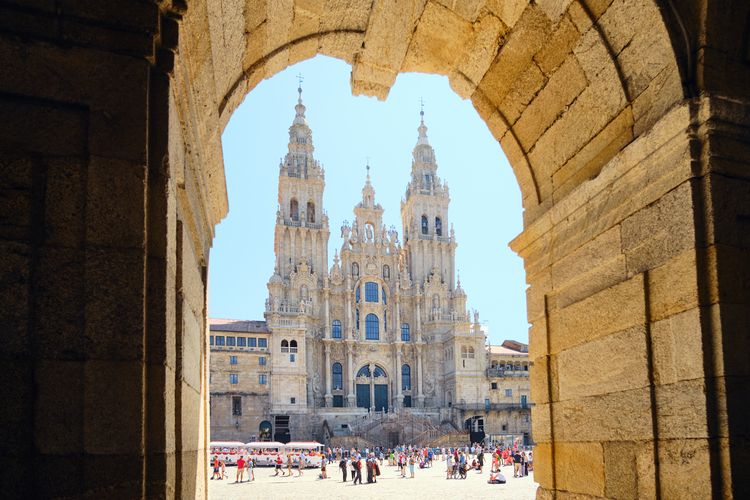 Blick auf die Kathedrale in Santiago de Compostela