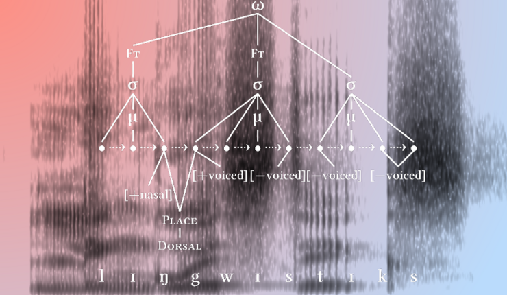 Spektrogramm & phonologische Repräsentation für "Linguistics"