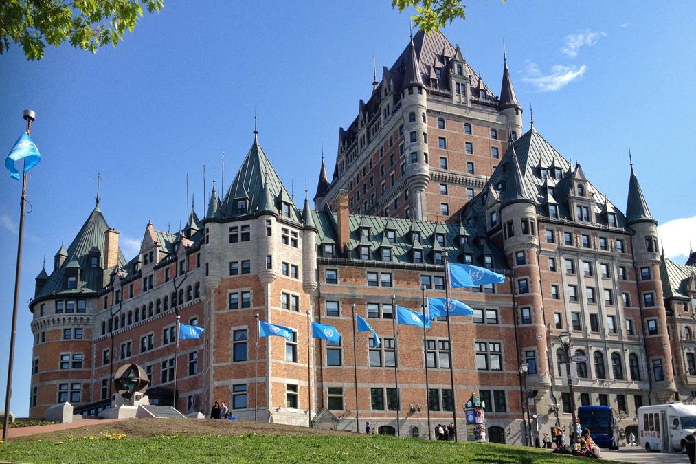 zur Vergrößerungsansicht des Bildes: Vorderansicht des Château Frontenac in Québec-Stadt
