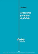 Das Buchcover ""Toponimia prelatina de Galicia" hat einen blauen Hintergrund