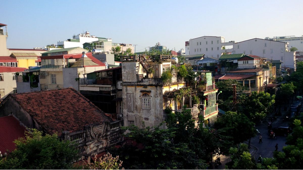 Aufnahme von Gebäuden in der Stadt Hanoi