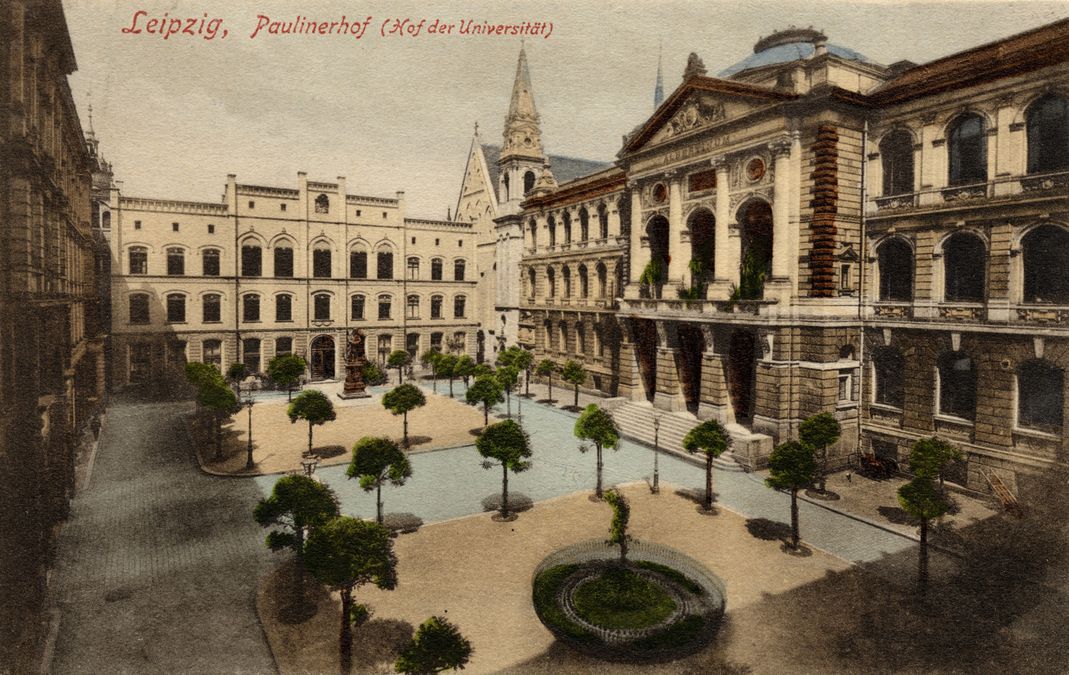 Alte Postkarte mit Blick in den Paulinerhof (Hof der Universität), Foto: Universitätsarchiv Leipzig