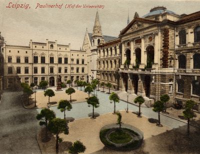 Alte Postkarte mit Blick in den Paulinerhof (Hof der Universität), Foto: Universitätsarchiv Leipzig