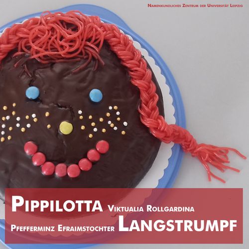 Foto mit einem Kuchen, der aussieht, wie Pippi Langstrumpf (mit roten Zöpfen).